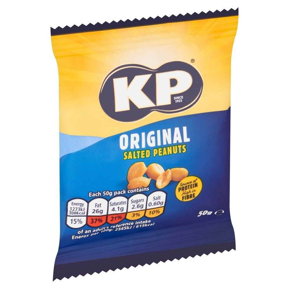 KP Nuts Salted Peanuts 21 x 50g Pub Card Pack Savoury Snacks