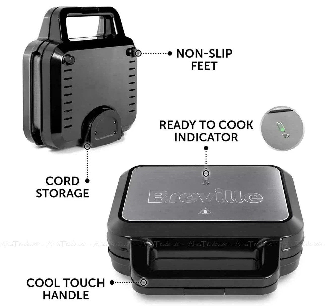 Breville 3 in 1 Sandwich Waffle and Panini Maker Snack Cut & Seal System VST098