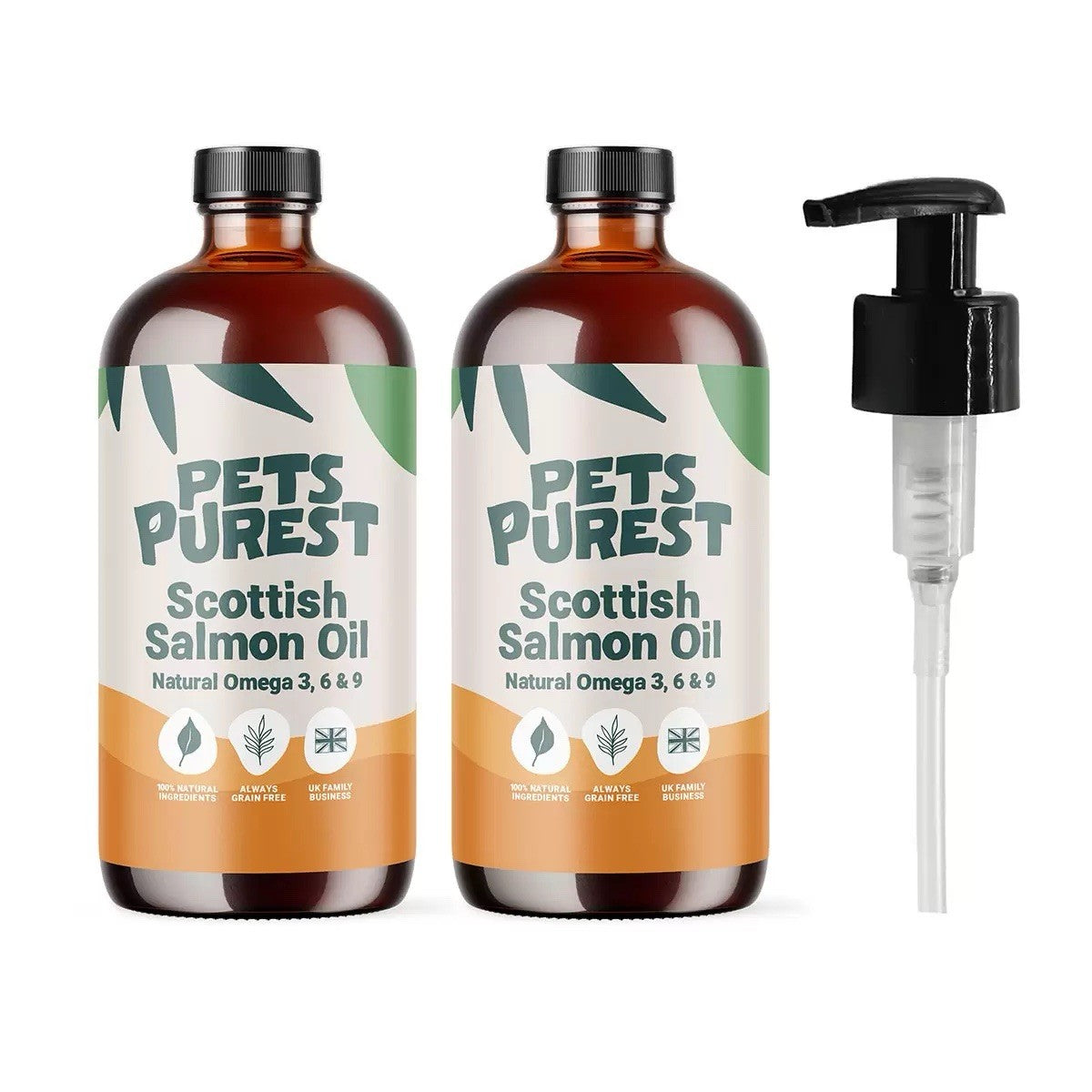 2 x 300ml Pets Purest Scottish Salmon Oil For Dogs, Cats Etc - Pure Omega