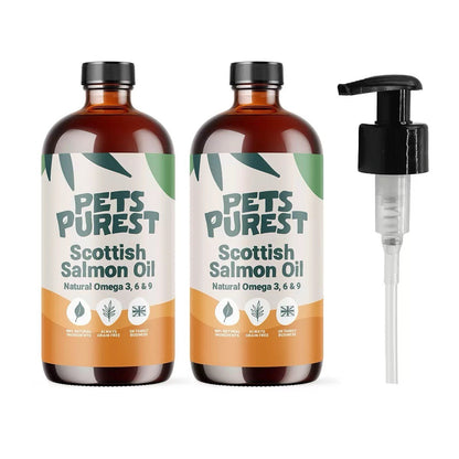 2 x 300ml Pets Purest Scottish Salmon Oil For Dogs, Cats Etc - Pure Omega