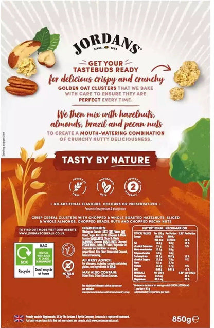 Jordans Country Crisp Chunky Nuts Oat Clusters Wholegrain Cereal Pack of 2x 850g