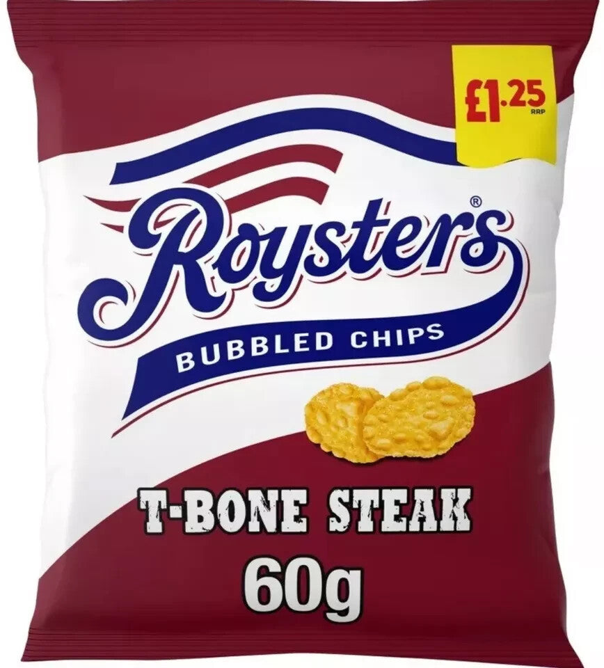 Full Box of 20 x 60g Bags of Roysters T Bone Steak £1.25 Bags~Good