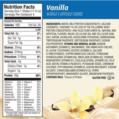 Premier Protein Vanilla Flavour Drink Shakes Low Sugar Fat Healthy Pack 12x325ml