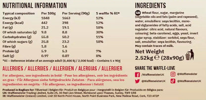 Wafflemeister Belgian Sugar Pearls Waffles Snack Packets 28x90g - Pack of 2.52kg