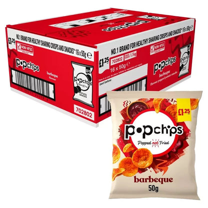 16 x 50g Popchips Barbeque Flavour Popped Potato Chips PMP £1 Full Case £19.99