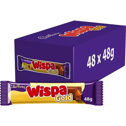 Cadbury Wispa Gold Full-Sized 48g Bars (Box of 48) – Smooth Chocolate