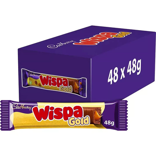 Cadbury Wispa Gold Full-Sized 48g Bars (Box of 48) – Smooth Chocolate