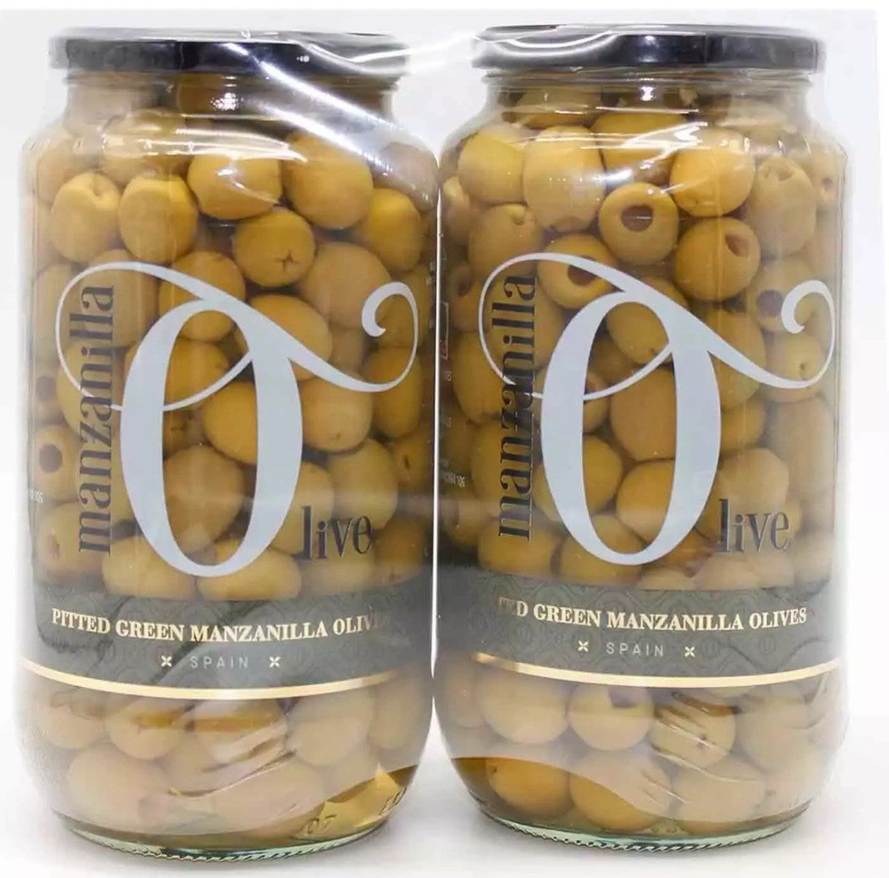 Manzanilla Pitted Green Olives Mediterranaean Snack Large Jar Spain Pack 2x 940g