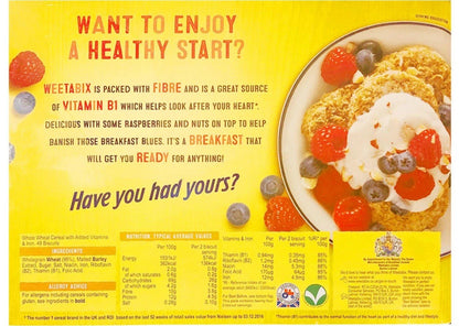 Weetabix Pack of 2 x 48 Wholegrain Wheat Vegans Vegetarians High Fibre Low Sugar