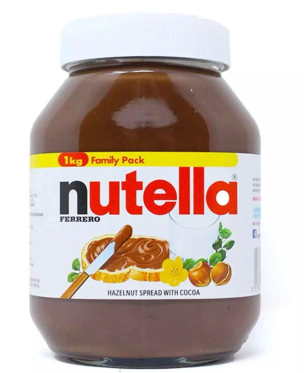 Ferrero Nutella Original Chocolate Spread Cocoa & Hazelnut Family Jar Pack 1kg