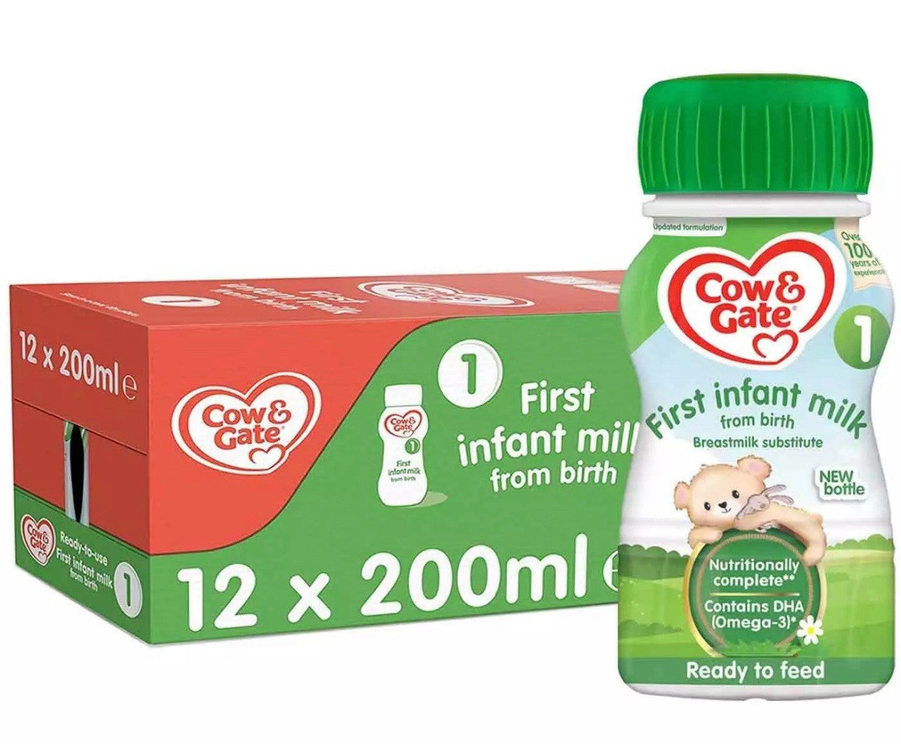 Cow & Gate First Infant Milk Stage 1 Ready Made Baby Formula 12 x 200ml pack