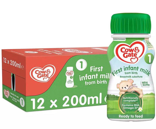 Cow & Gate First Infant Milk Stage 1 Ready Made Baby Formula 12 x 200ml pack