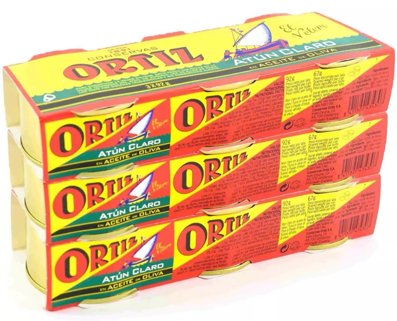 Ortiz Yellowfin Tuna Fillets in Olive Oil Fish Food Tins Biscay Pack 3 x 3 x 92g