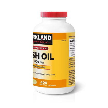 Kirkland Fish Oil Vitamins 400 Softgel Fatty Acids Omega3