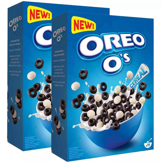 Oreo O's Cereal Breakfast Crunchy Cocoa Hoops Vanilla Discs Cereal Pack 2 x 350g