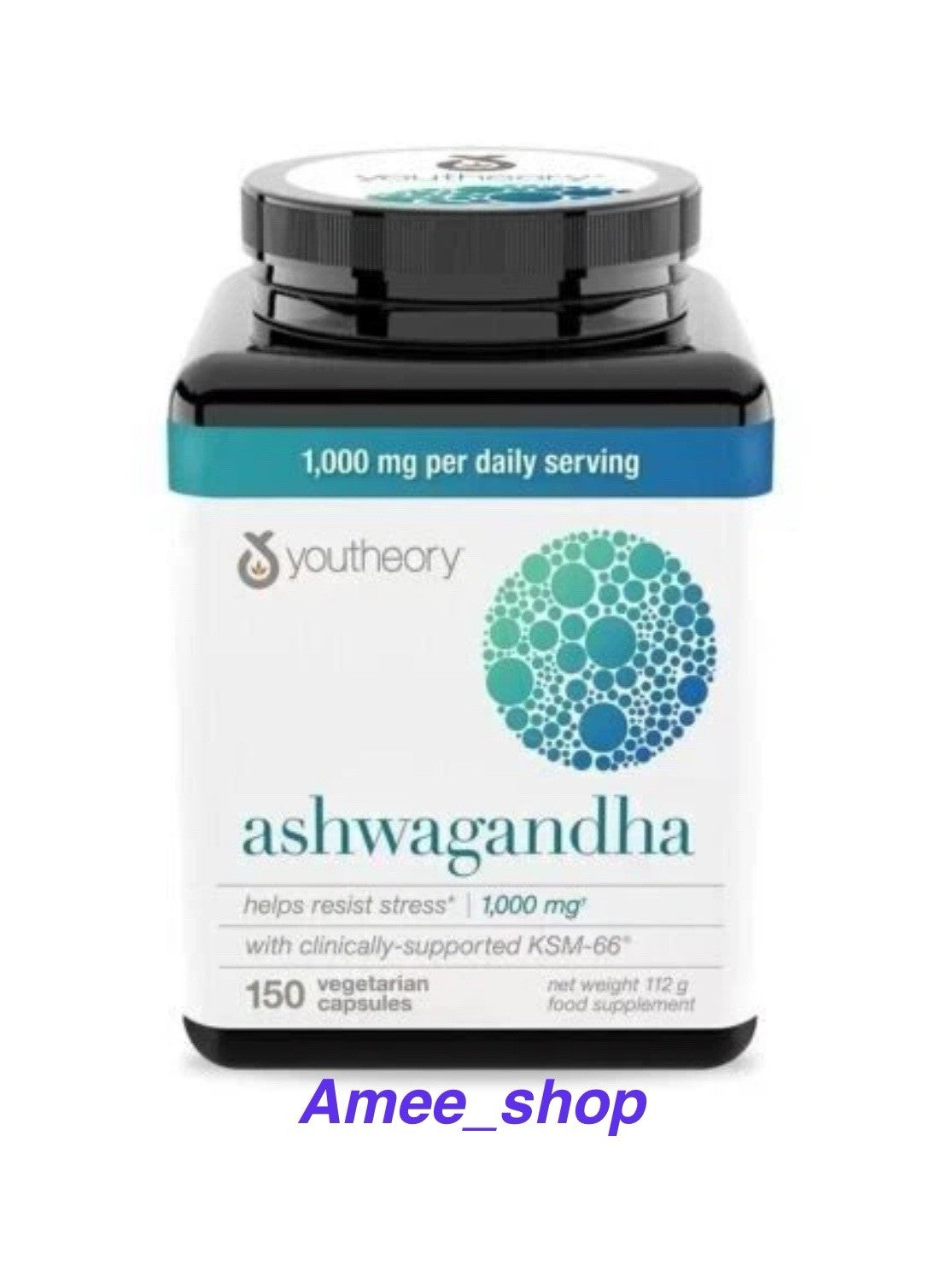 Youtheory Ashwagandha-Helps Resist Stress Vitality Supplement Capsules 150 Count