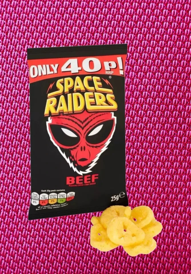 Space Raiders 25g Box of 36 Packs BEEF FLAVOR  limited time ~good 