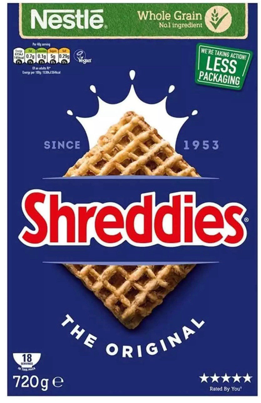 2x Nestle Shreddies The Original Breakfast Cereal, Contains Iron & Vitamins 630g