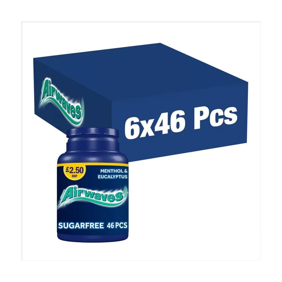 12 Pots of 46 Pellets Airwaves Menthol Chewing Gum Free P&P Only £27.99