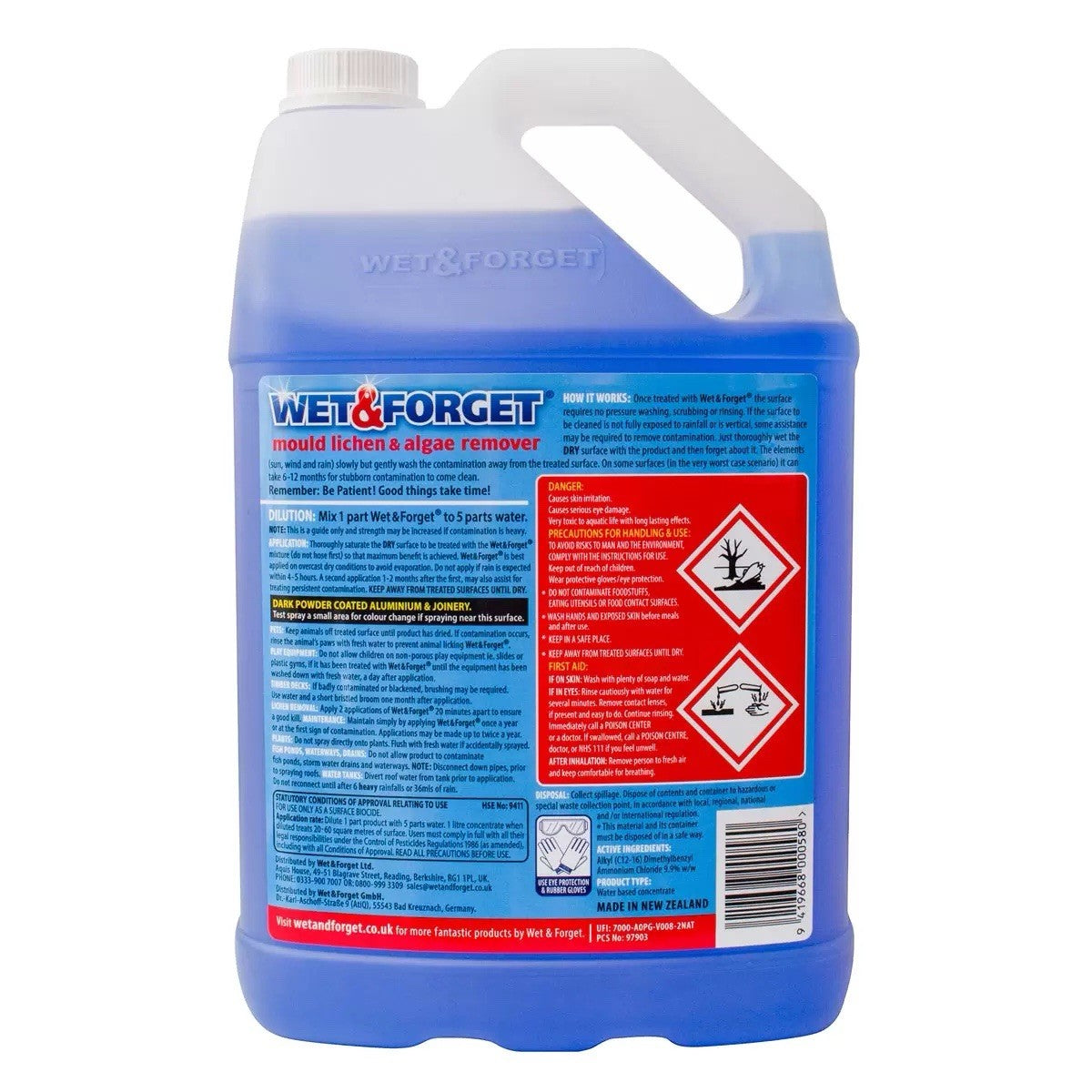 2 x 5L Wet & Forget Mould, Lichen & Algae Remover, Outdoor Cleaning Solution