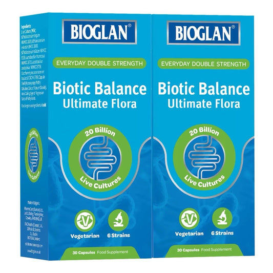 2 x Bioglan Biotic Balance Ultimate Flora Double Strength Probiotic 30 Count