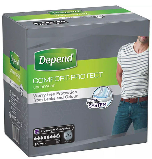 Depend Incontinence L/XL Underwear Comfort Protect Large Male Pads Men 54 Pants