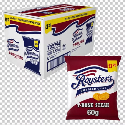 Full Box of 20 x 60g Bags of Roysters T Bone Steak £1.25 Bags~Good