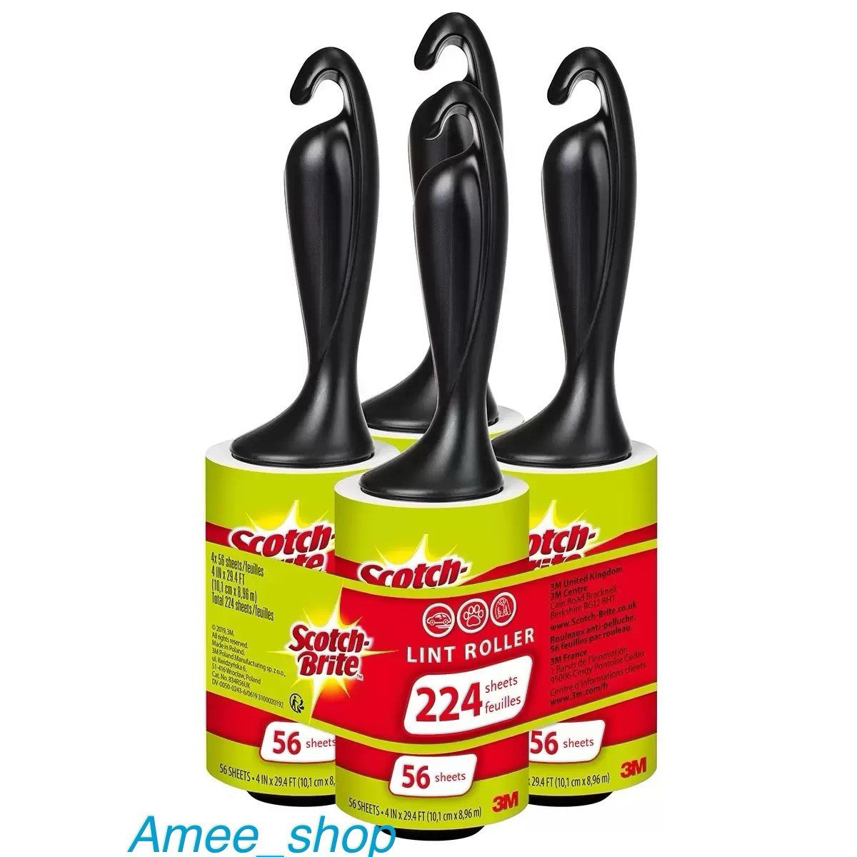 3M 4 x Jumbo Scotch-Brite Lint Roller Pet Hair Remover Cat/Dog/ScotchBrite/Fluff