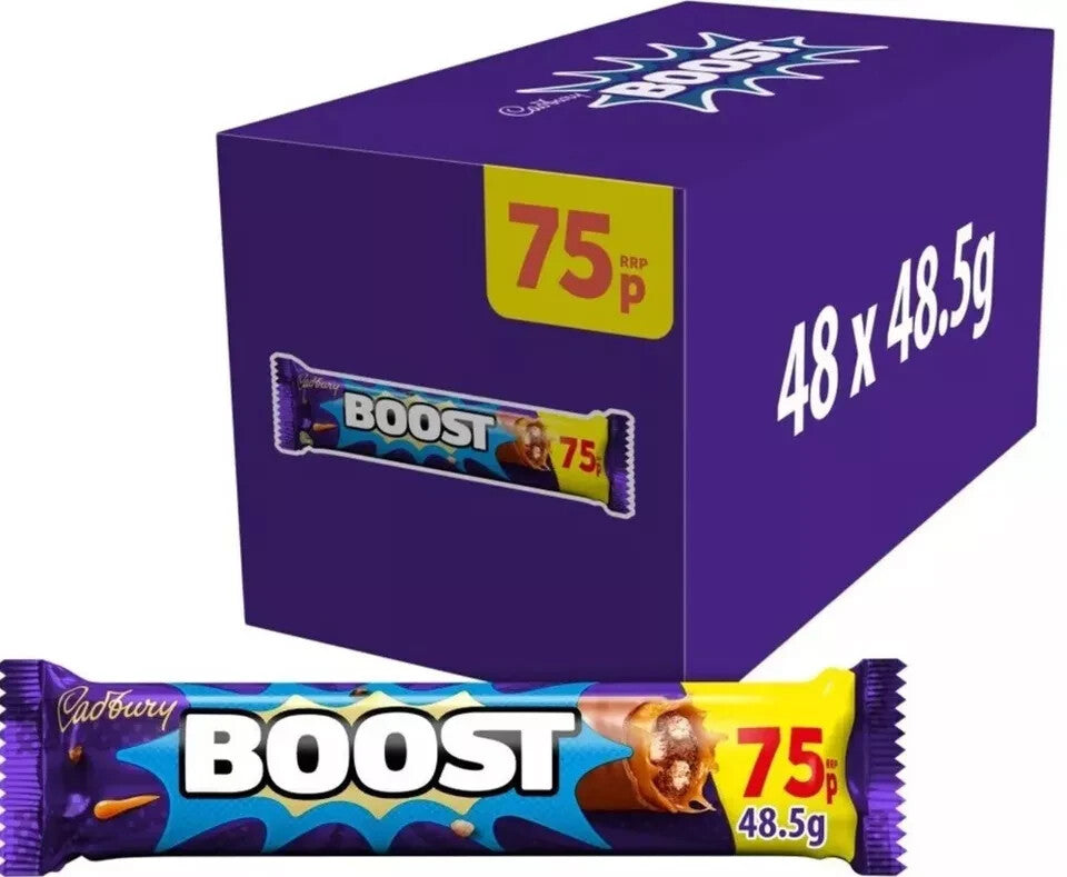 Full Box of 48 Bars Cadburys Boost 46.5g Chocolate Free P&P ~Tracked 