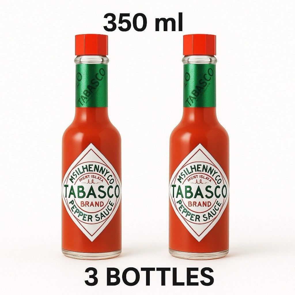  3 x 350ml Original Mcilhenny Company Tabasco Pepper / Sauce Large Bottles
