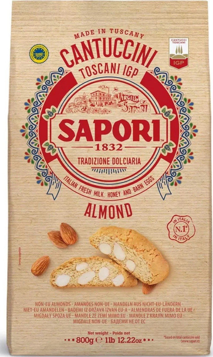 Sapori Cantuccini Almond Biscuit Toscani IGP Siena Italian Baked Crisp Pack 800g