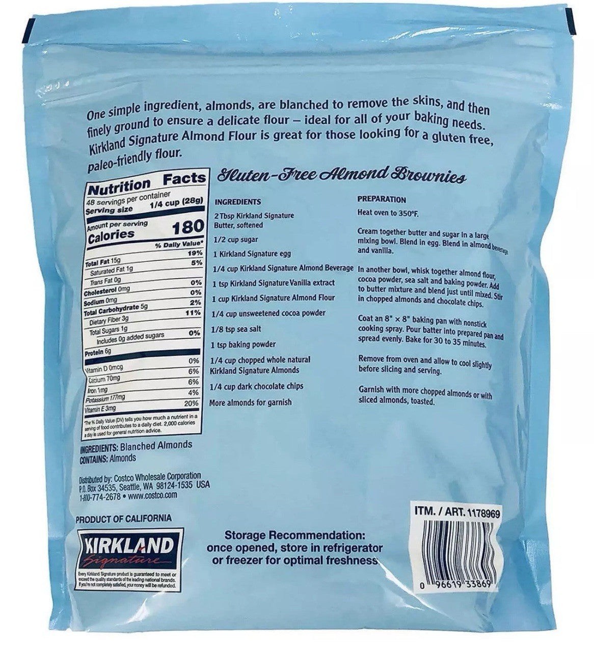 Kirkland Signature Blanched Almond Flour Paleo All Baking Gluten Free Pack1.36kg