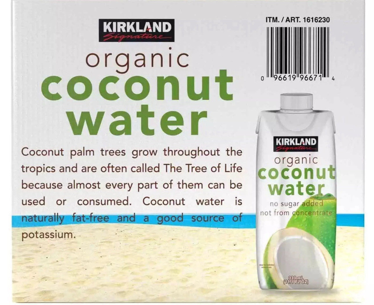 Kirkland Signature Organic Coconut Water Palm Tree No Sugar Carton Pack 12x330ml