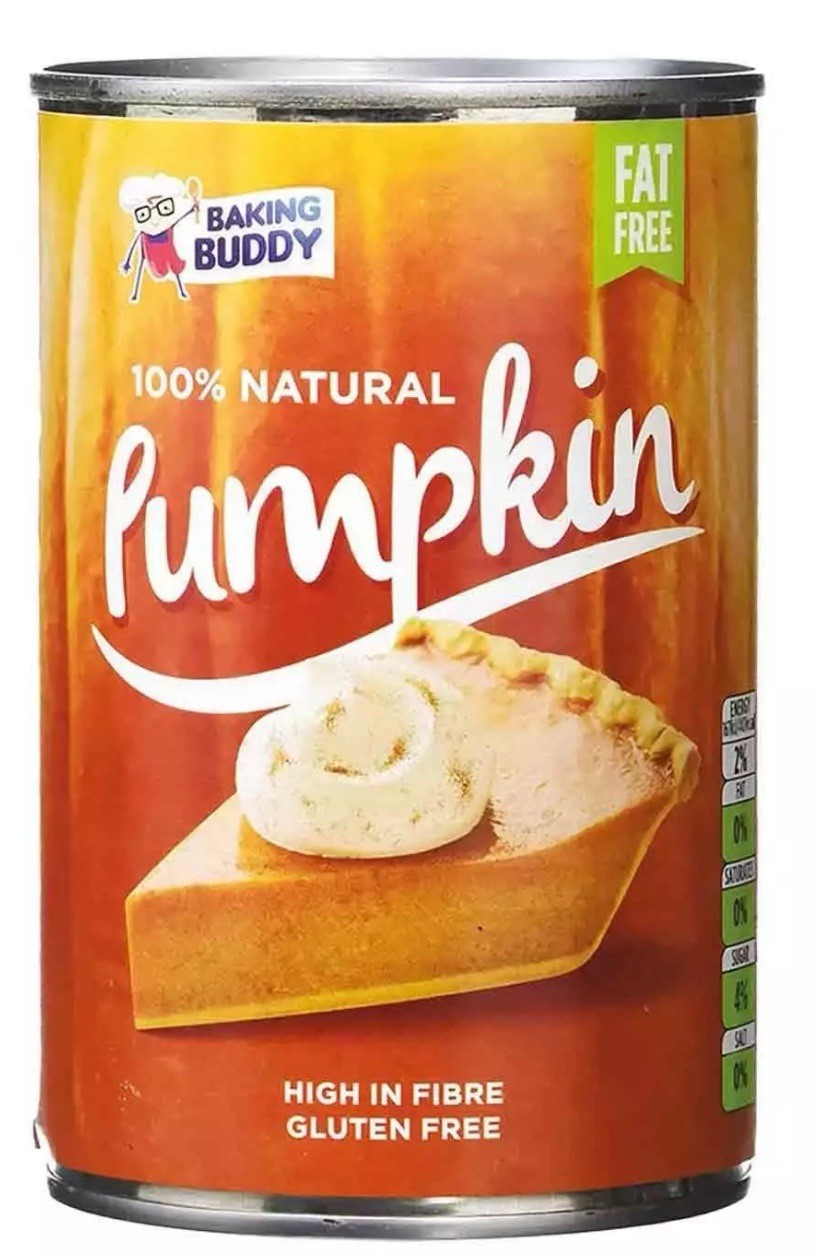 Baking Buddy Pumpkin Puree Natural Tin Cans Fibre Source Gluten Free Pack 3x425g