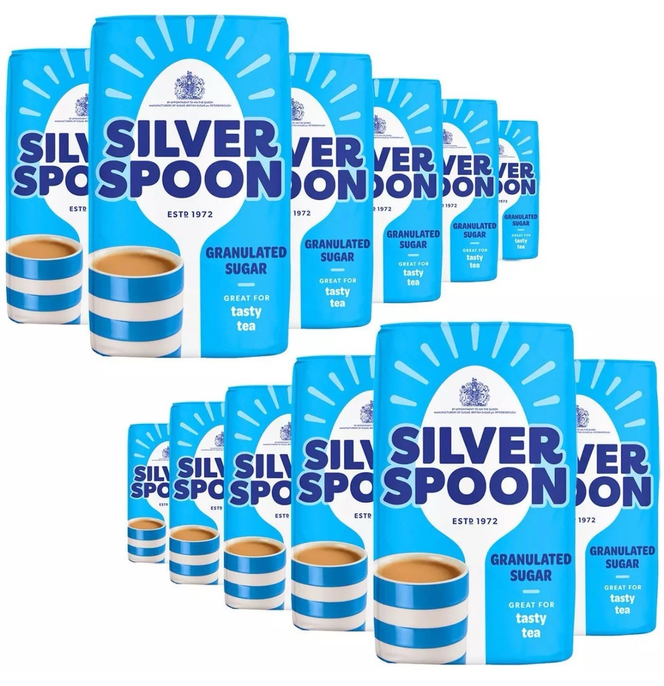 Silver Spoon Granulated Pure Cane Tea Coffee White Sugar British Bag Pack 10x1kg