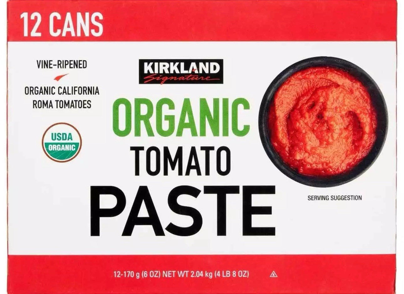 Kirkland Signature Organic Tomato Paste Pizza Pasta Sauce Tin Cans Pack 12x170g