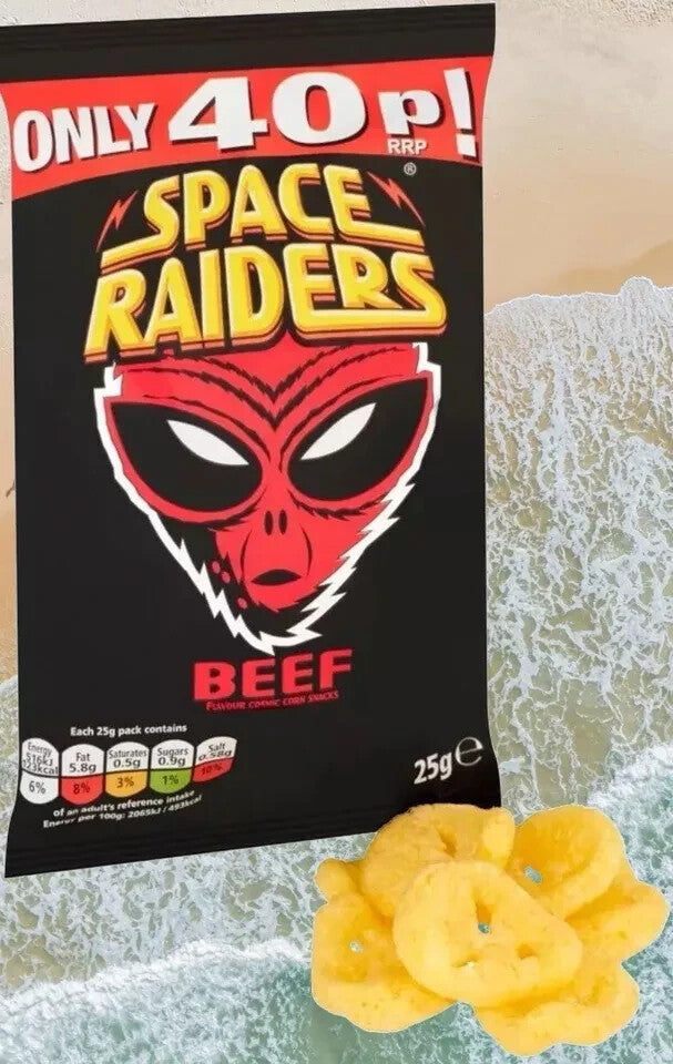 Space Raiders 25g Box of 36 Packs BEEF FLAVOR  limited time ~good 