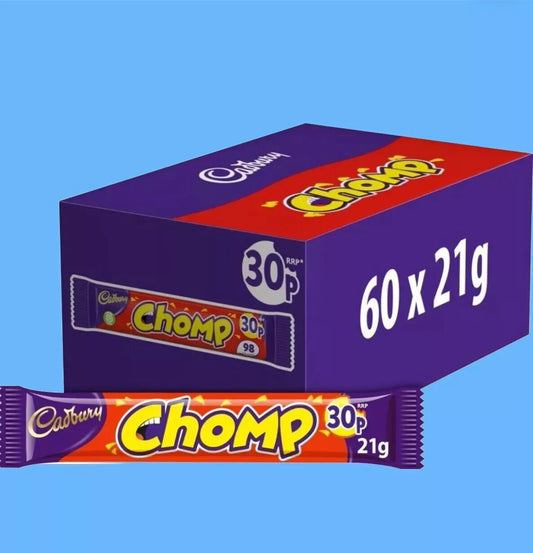Cadbury Chomp Chocolate Bars Full Box Of 60 x 21g Bars Only £18.19