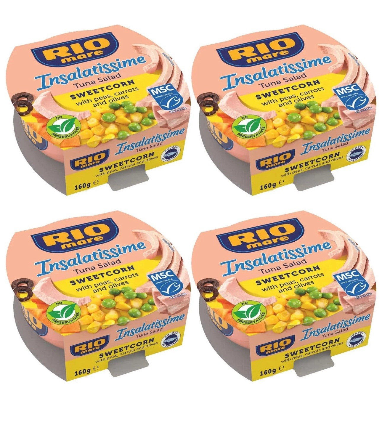 Rio Mare Insalatissime Sweetcorn & Tuna Salad Tasty Ready Eat Fish Pack 4 x 160g