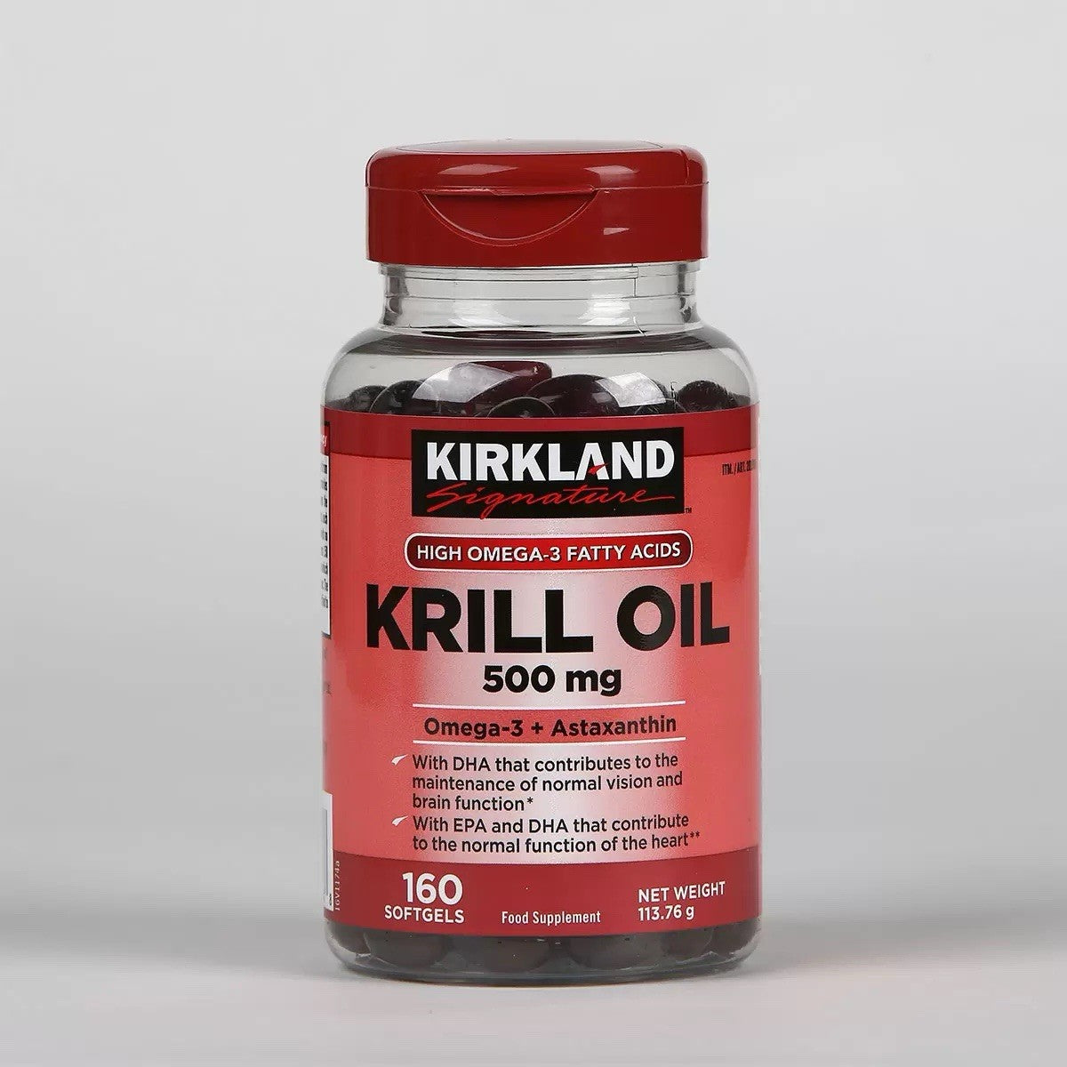 Kirkland Signature Krill Oil500mg Vitamin Heart Food Supplement 160Capsules New