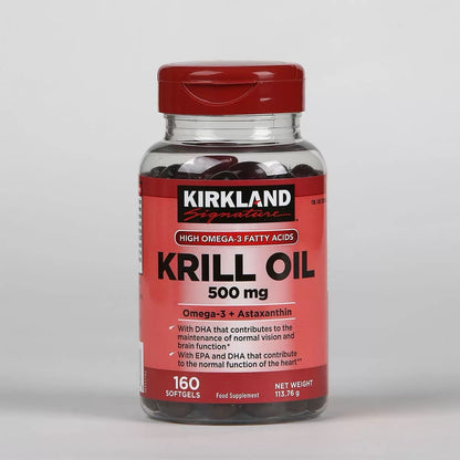 Kirkland Signature Krill Oil500mg Vitamin Heart Food Supplement 160Capsules New