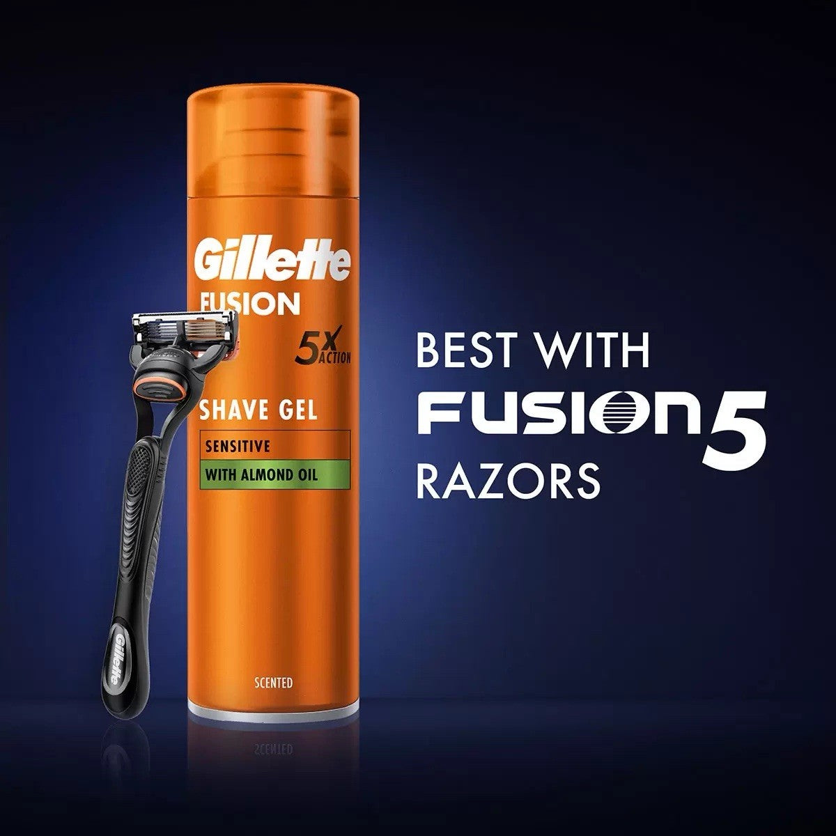 Gillette Fusion 5 Ultra Sensitive Men Shaving Gel Skin Shave Cans Pack 6 x 200ml