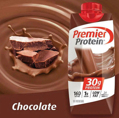Premier Protein Chocolate Flavour Drink Shakes Low Sugar & Fat Pack 12 x 325ml