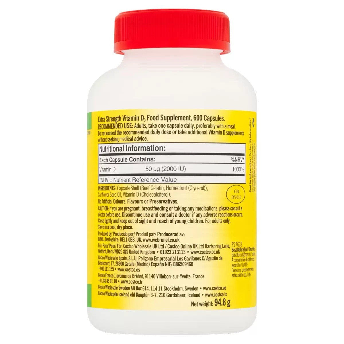 Kirkland Vitamin D3 Supplement 2 x 600 tablets Supports Immune, Bone