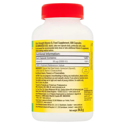 Kirkland Vitamin D3 Supplement 2 x 600 tablets Supports Immune, Bone