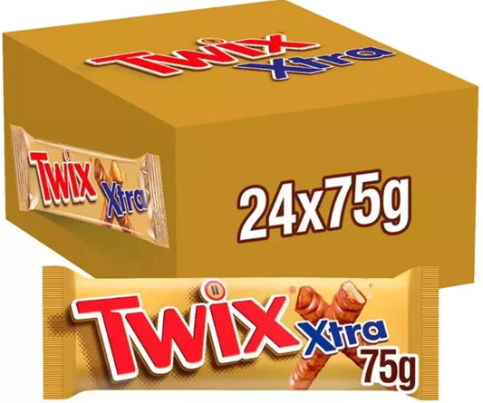 Box of 24 Twix Xtra Chocolate Biscuit Twin Bars 75g tracked 48h ~Best 🤮
