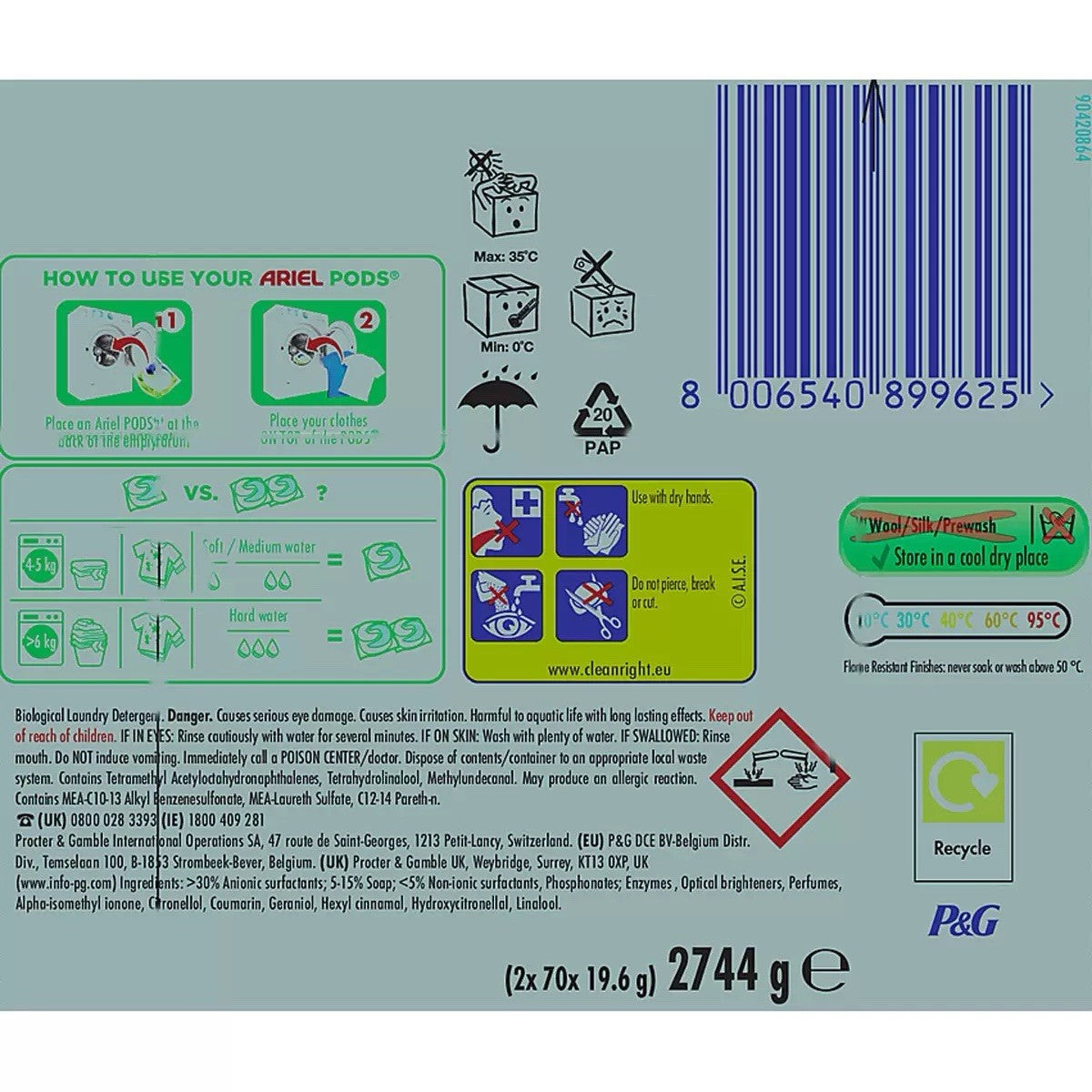 Ariel Washing Pods All In 1 Pods Clothes 2 x 70 Washes (140 washes) Original