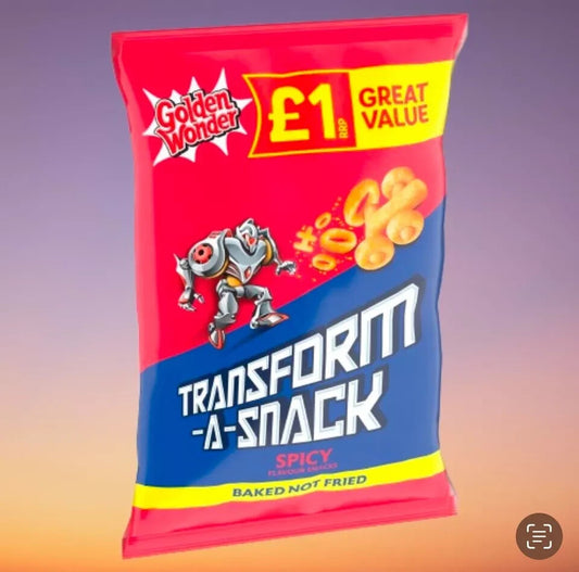 Full Box of 18 Golden Wonder TransForm-A-Snack Spicy 56g £1 Bags Crisps