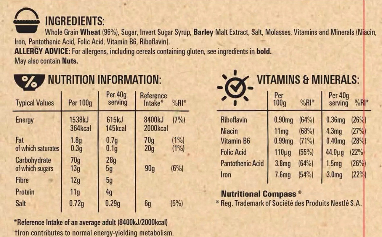 2x Nestle Shreddies The Original Breakfast Cereal, Contains Iron & Vitamins 630g