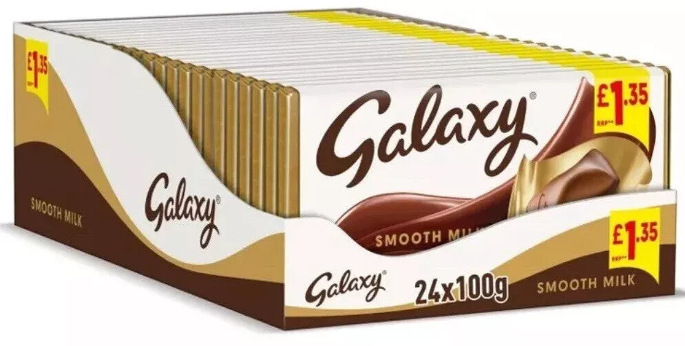 Galaxy Milk Smooth Chocolate Full Case 24 X100g  Tracked Postage